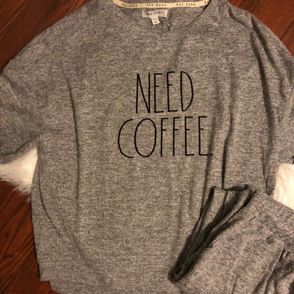 NEW Rae Dunn NEED COFFEE Cozy Pajama Set - Picture 2 of 8